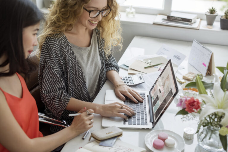 Two women working on a small business