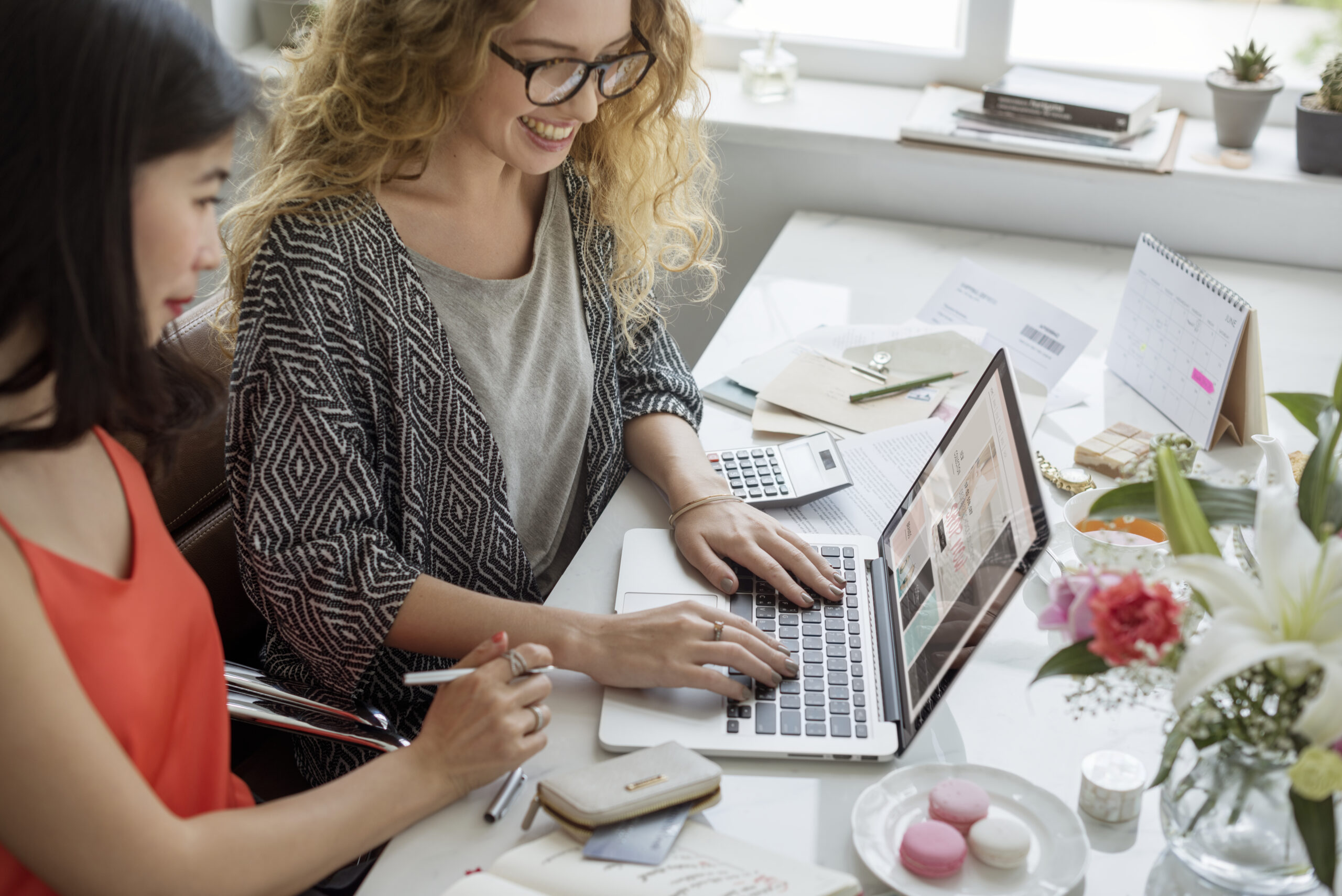 Two women working on a small business
